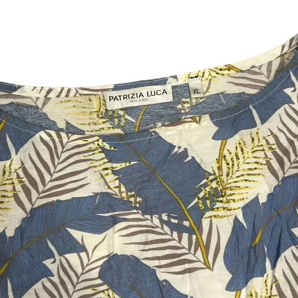 Patrizia Luca Milano Ivory Feather Print Gather Front Blouse XL - Picture 4 of 5